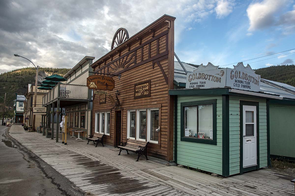 Old western buildings of Dawson City Yukon Territory